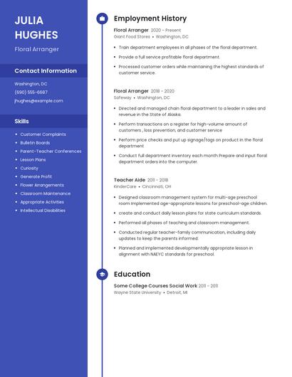 Floral Arranger Resume