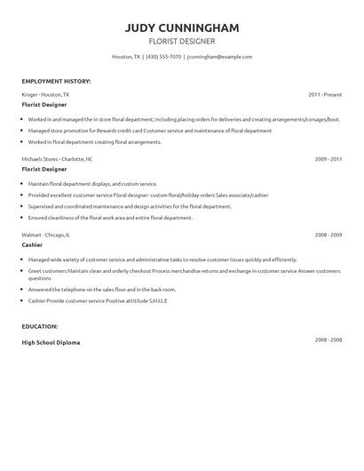 Florist Designer Resume