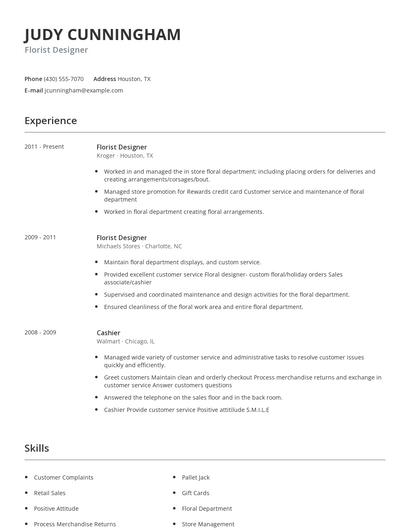 Florist Designer Resume