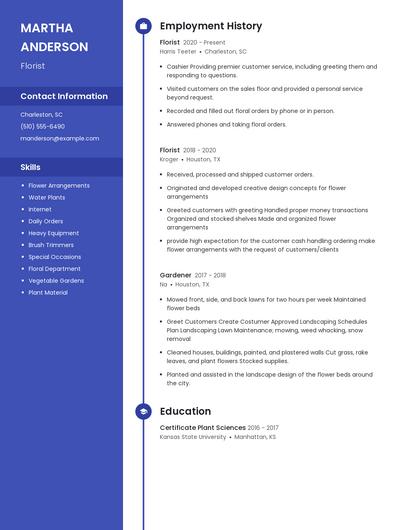 Florist Resume