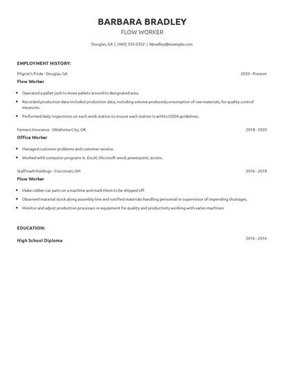 Flow Worker Resume