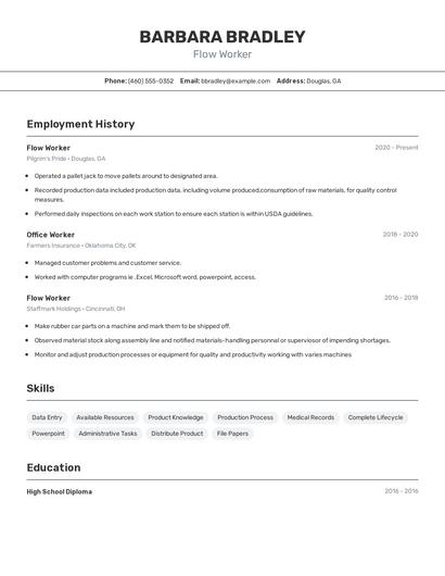 Flow Worker Resume