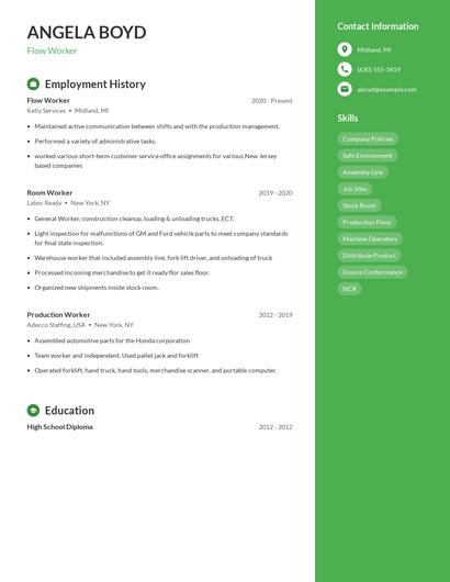 Flow Worker Resume
