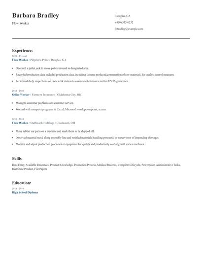 Flow Worker Resume
