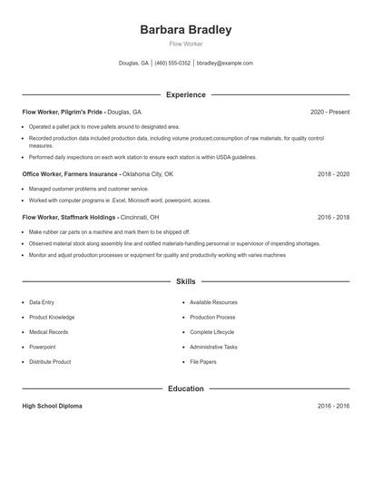 Flow Worker Resume