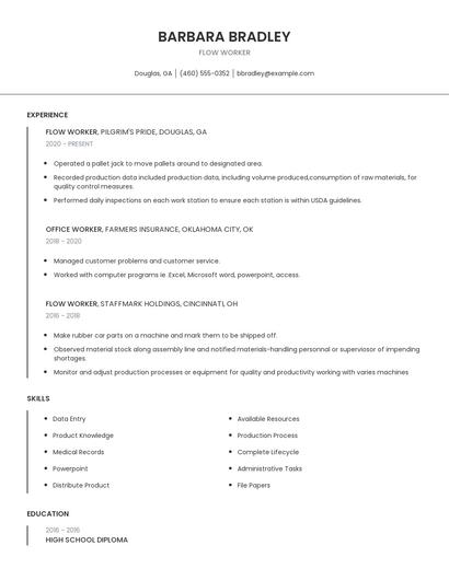 Flow Worker Resume