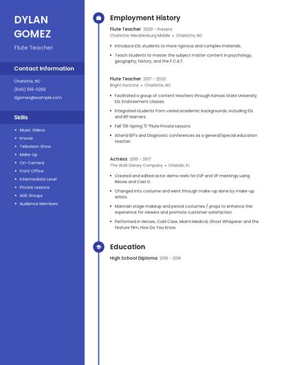 Flute Teacher Resume