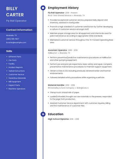 Fly Rail Operator Resume