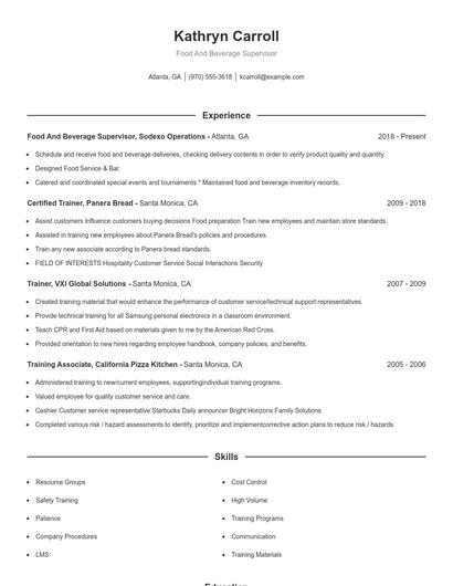 Resume example 1