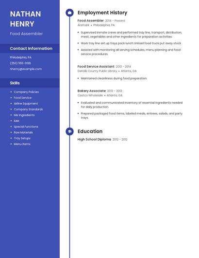 Food Assembler Resume