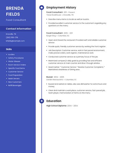 Food Consultant Resume