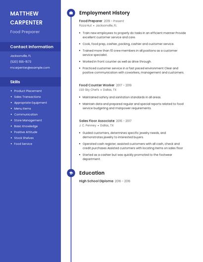 Food Preparer Resume
