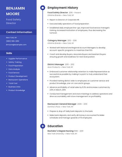 Food Safety Director Resume