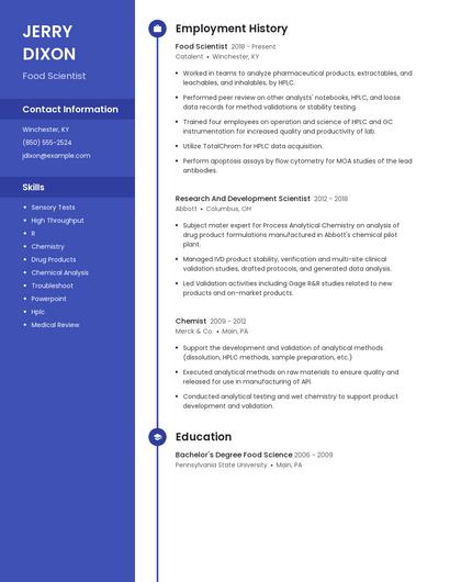 Food Scientist Resume