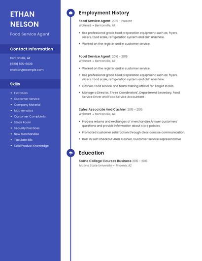 Food Service Agent Resume