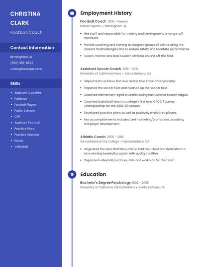 Football Coach Resume