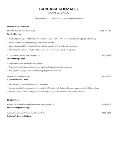 Football Coach Resume