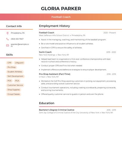 Football Coach Resume