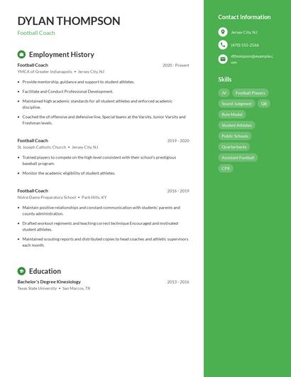 Football Coach Resume