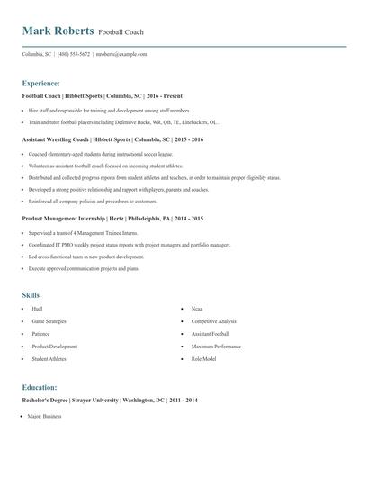 Football Coach Resume