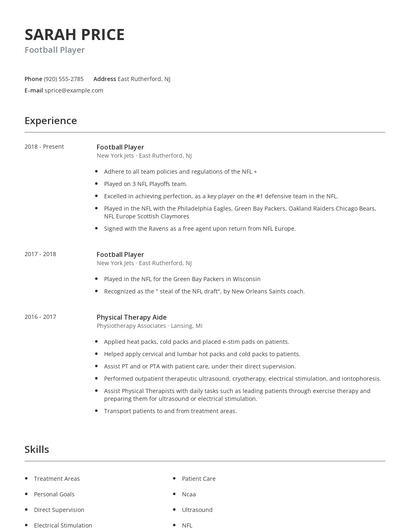 Football Player Resume