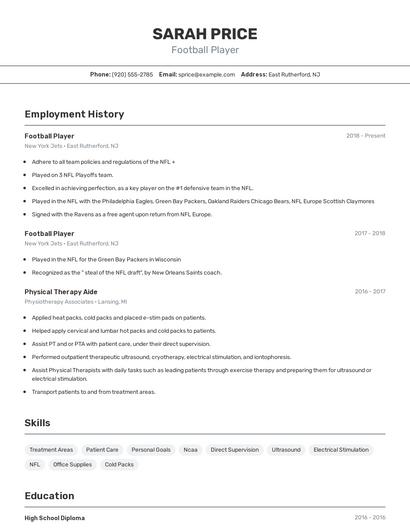 Football Player Resume