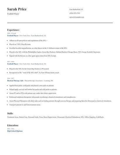 Football Player Resume