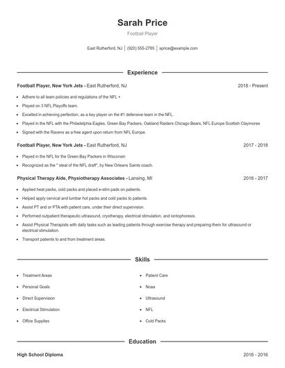 Football Player Resume