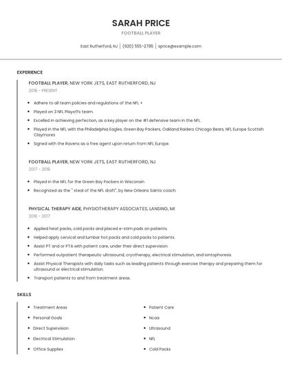 Football Player Resume