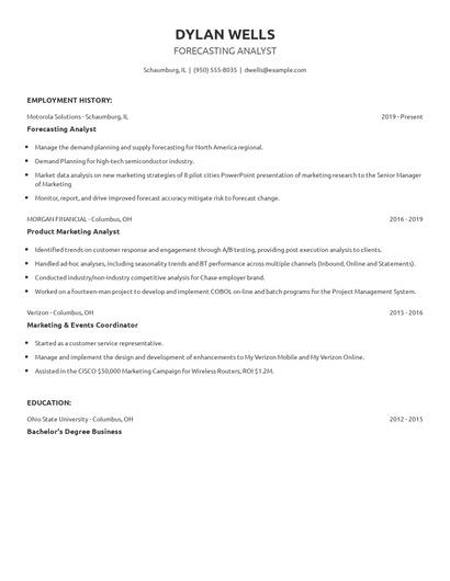 Forecasting Analyst Resume