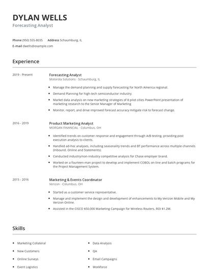 Forecasting Analyst Resume