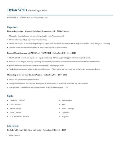 Forecasting Analyst Resume