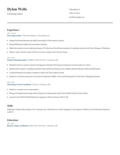 Forecasting Analyst Resume
