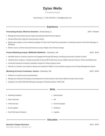 Forecasting Analyst Resume