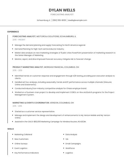 Forecasting Analyst Resume