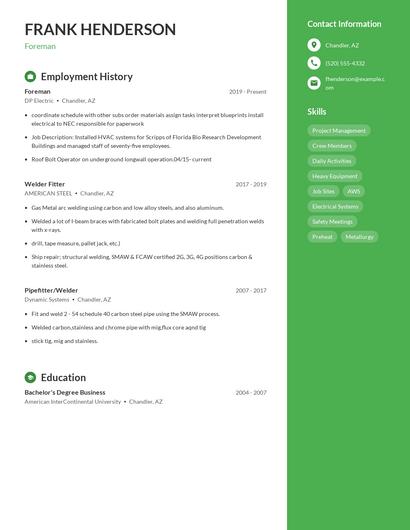Resume example 5
