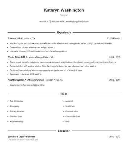 Resume example 1