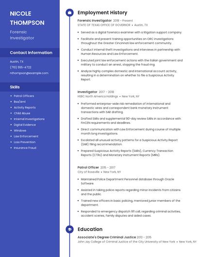 Forensic Investigator Resume