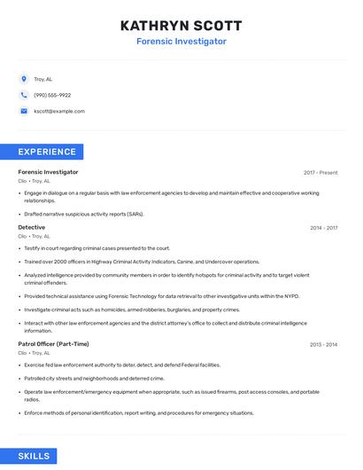 Forensic Investigator Resume