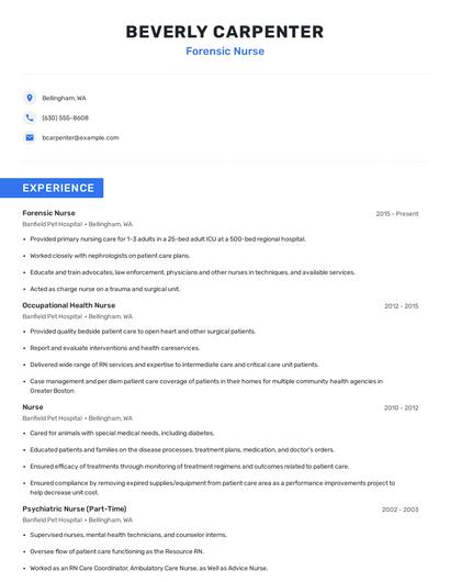 Forensic Nurse Resume