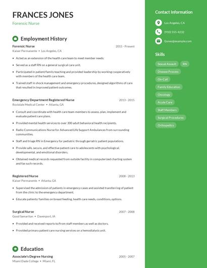 Forensic Nurse Resume