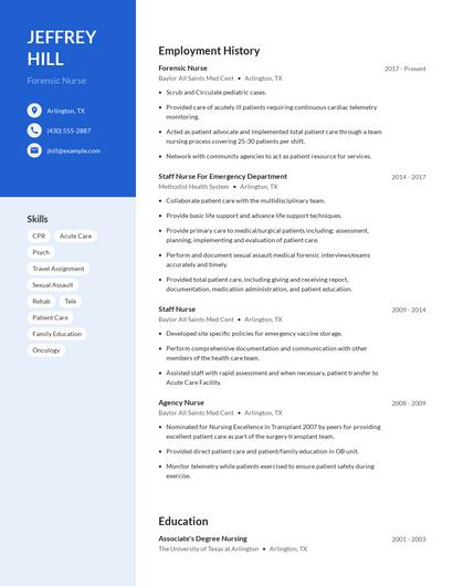 Forensic Nurse Resume