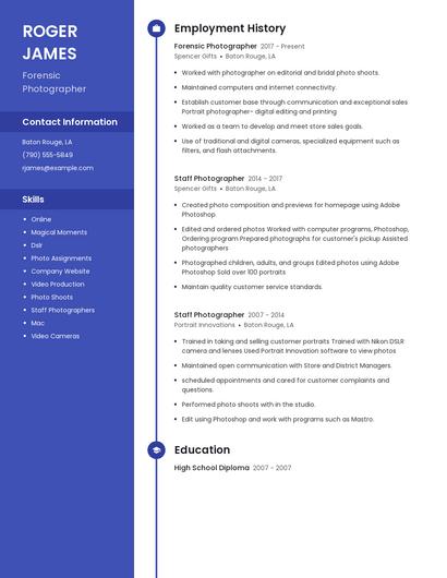 Forensic Photographer Resume
