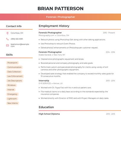 Forensic Photographer Resume