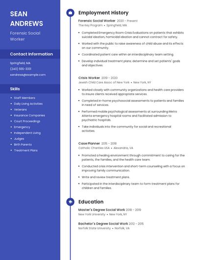 Forensic Social Worker Resume
