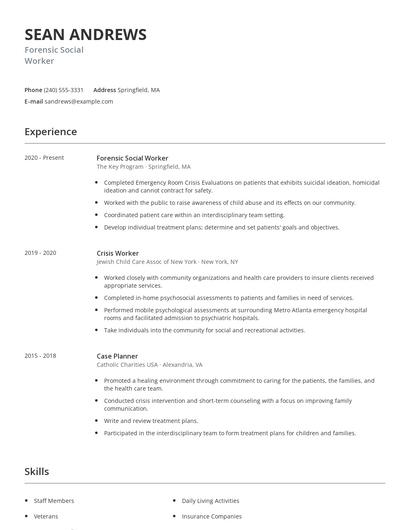 Forensic Social Worker Resume