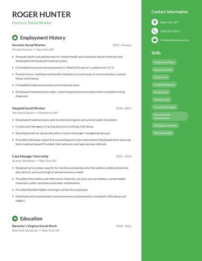 Forensic Social Worker Resume