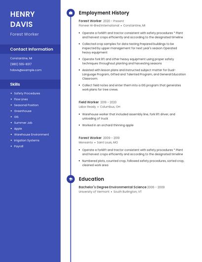 Forest Worker Resume