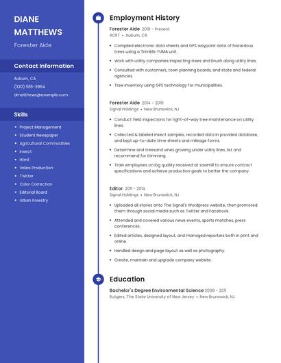 Forester Aide Resume