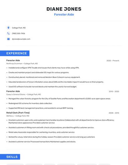 Forester Aide Resume